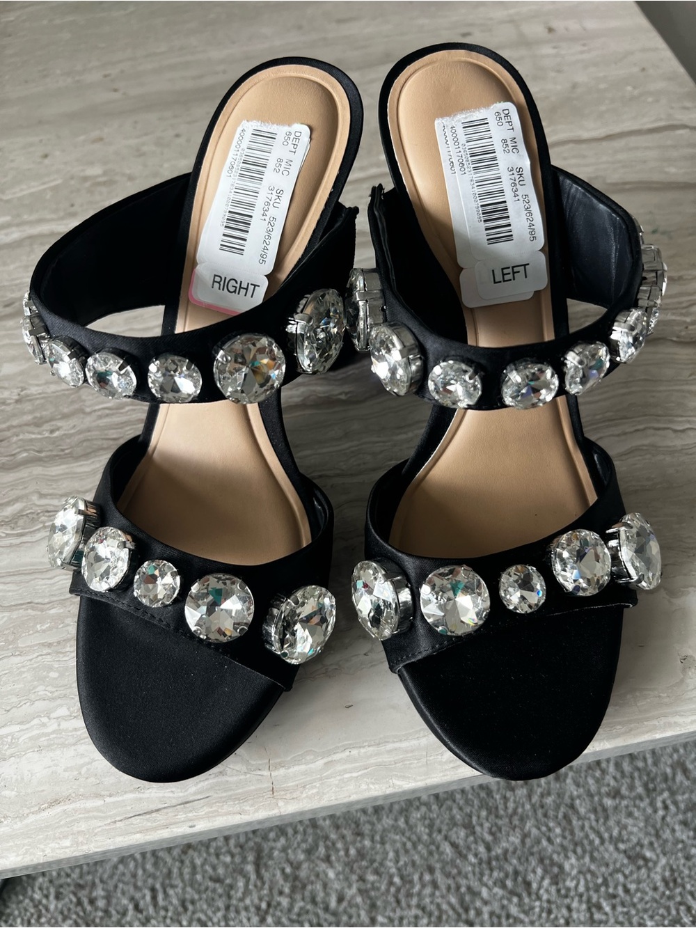 Gianni Bini Black Crystal-Embellished Heeled Sandals - Picture 7 of 8